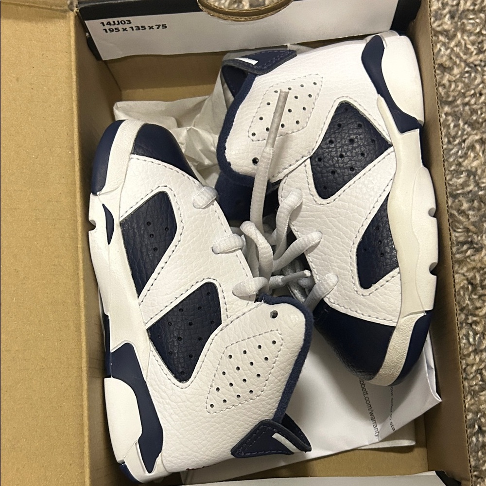 Jordan Kids White and Navy Sneakers